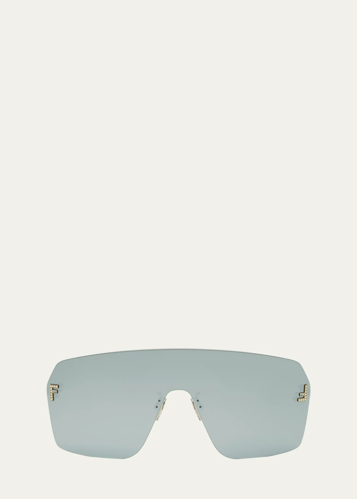 FendiCrystal FF Metal Shield Sunglasses