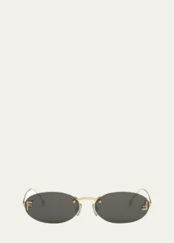 FendiEmbellished FF Oval Metal Sunglasses
