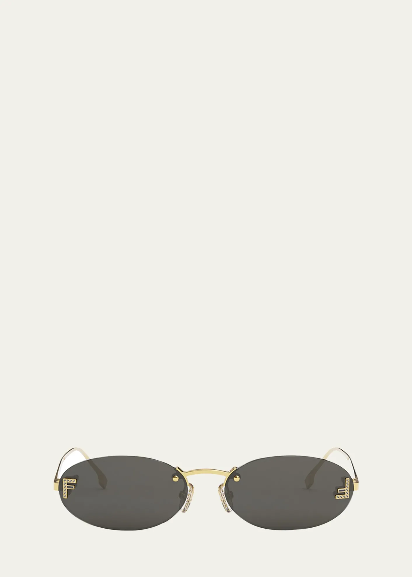 FendiEmbellished FF Oval Metal Sunglasses
