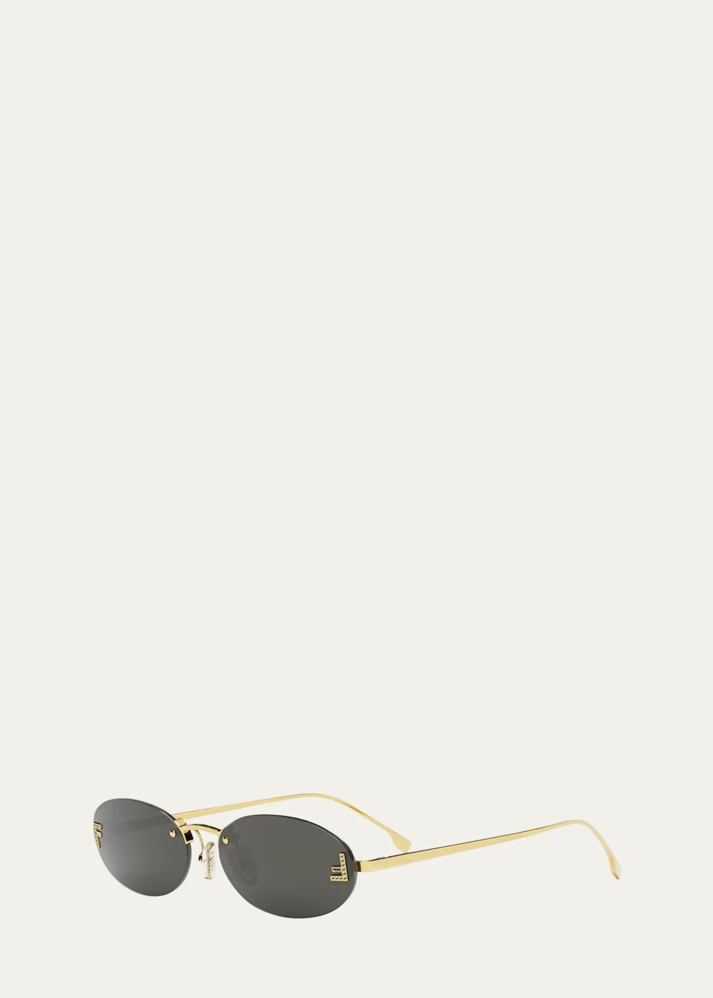 FendiEmbellished FF Oval Metal Sunglasses