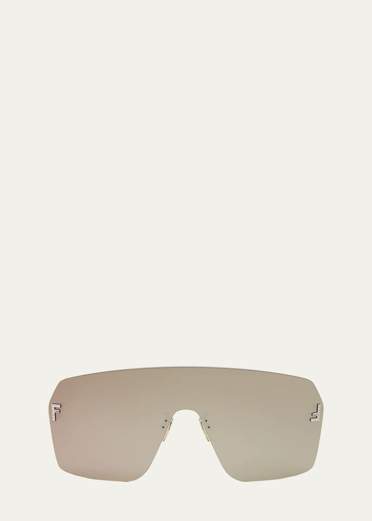 FendiEmbellished Rimless Shield Sunglasses