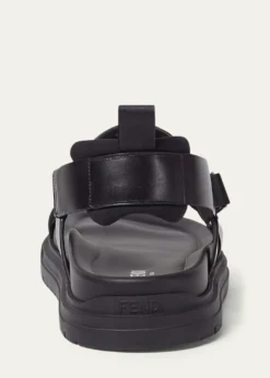 FendiMen's FF Side-Buckle Leather Sandals