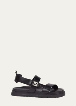 FendiMen's FF Side-Buckle Leather Sandals