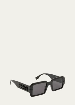 FendiMen's Raised Logo Rectangle Sunglasses