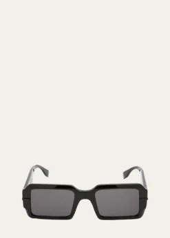 FendiMen's Raised Logo Rectangle Sunglasses