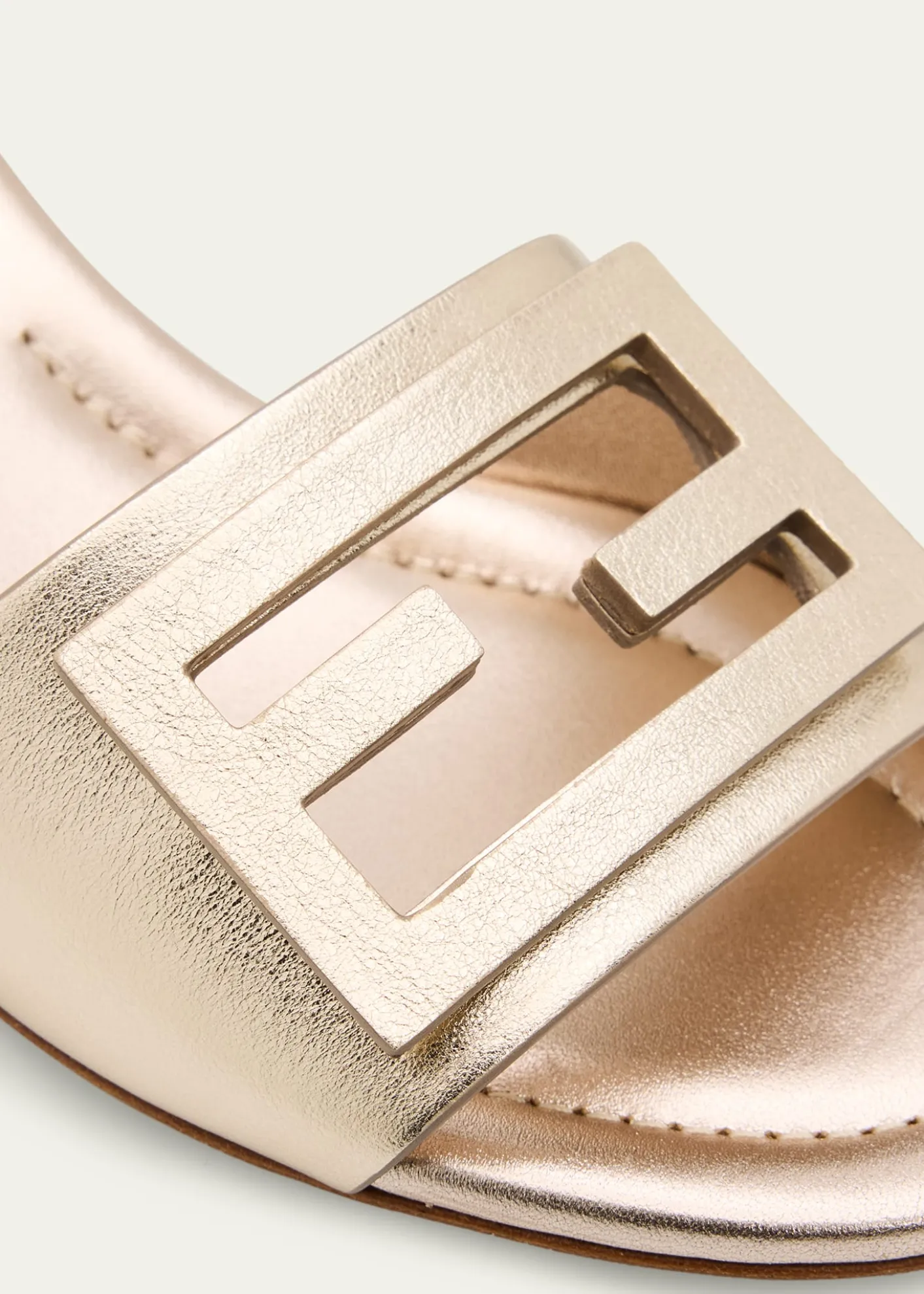 Fendi45mm Baguette Metallic Leather Mules