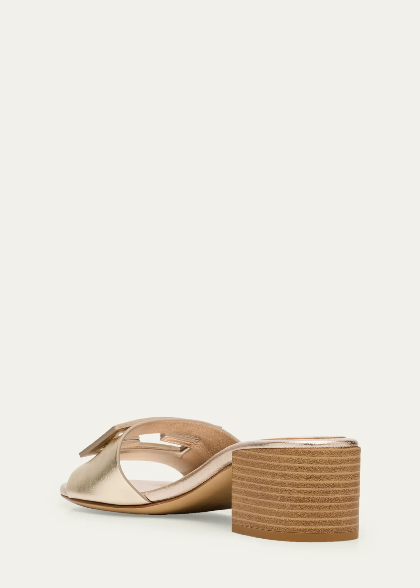 Fendi45mm Baguette Metallic Leather Mules