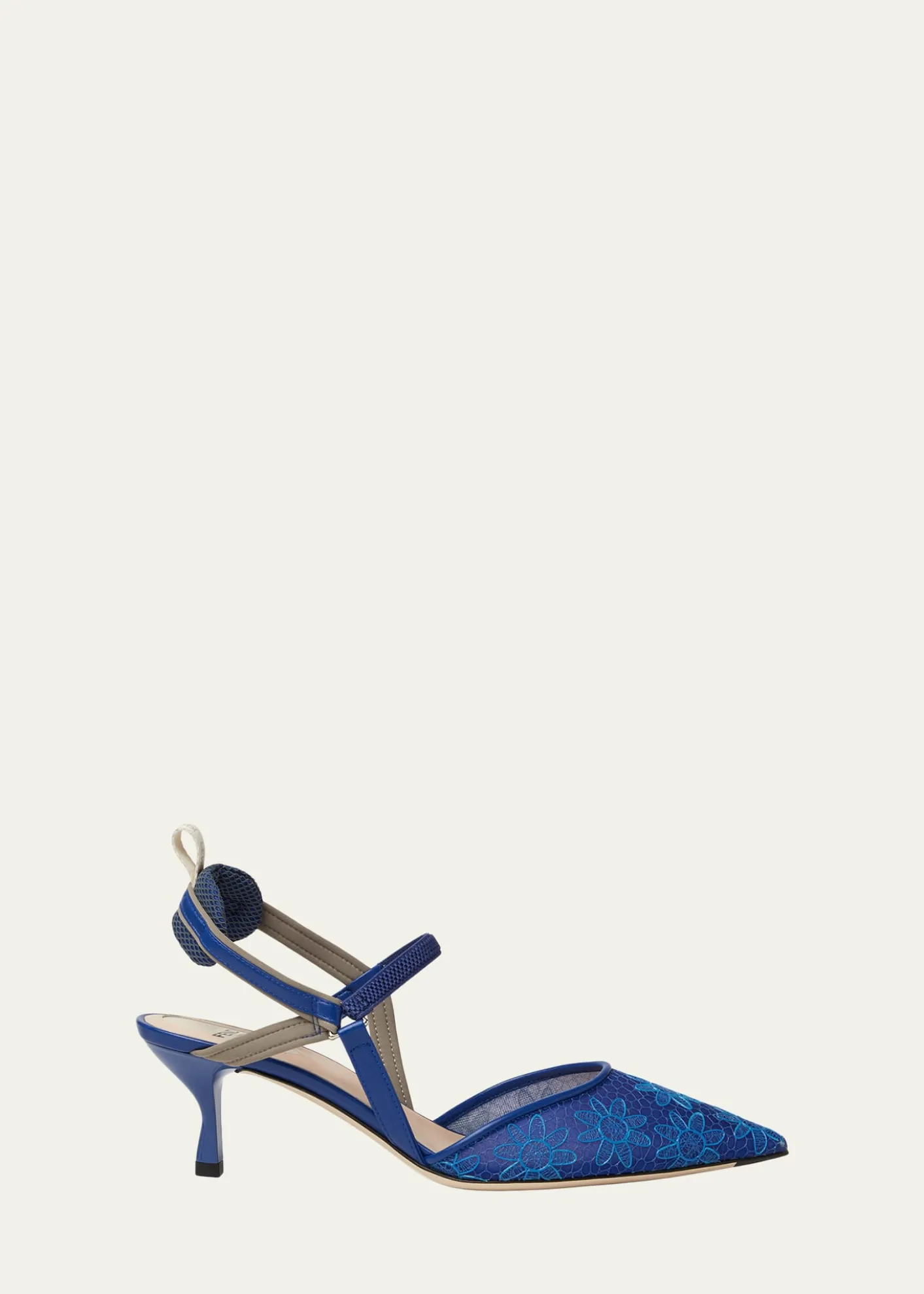 Fendi55mm Colibri Floral Lace Slingback Pumps