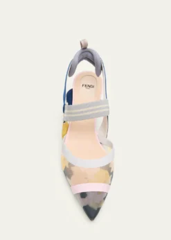 Fendi55mm Colibri Floral Mesh Slingback Pumps
