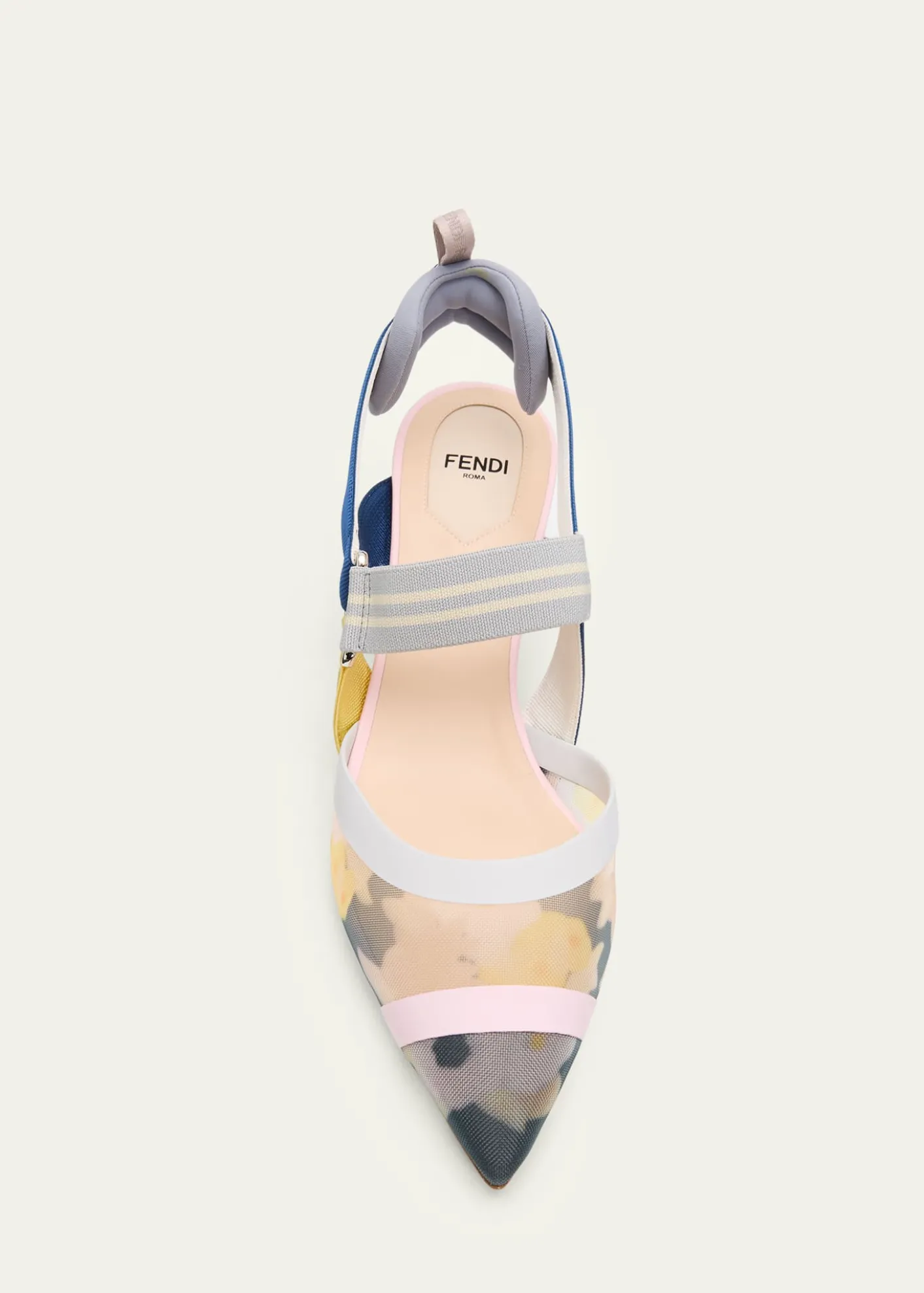 Fendi55mm Colibri Floral Mesh Slingback Pumps