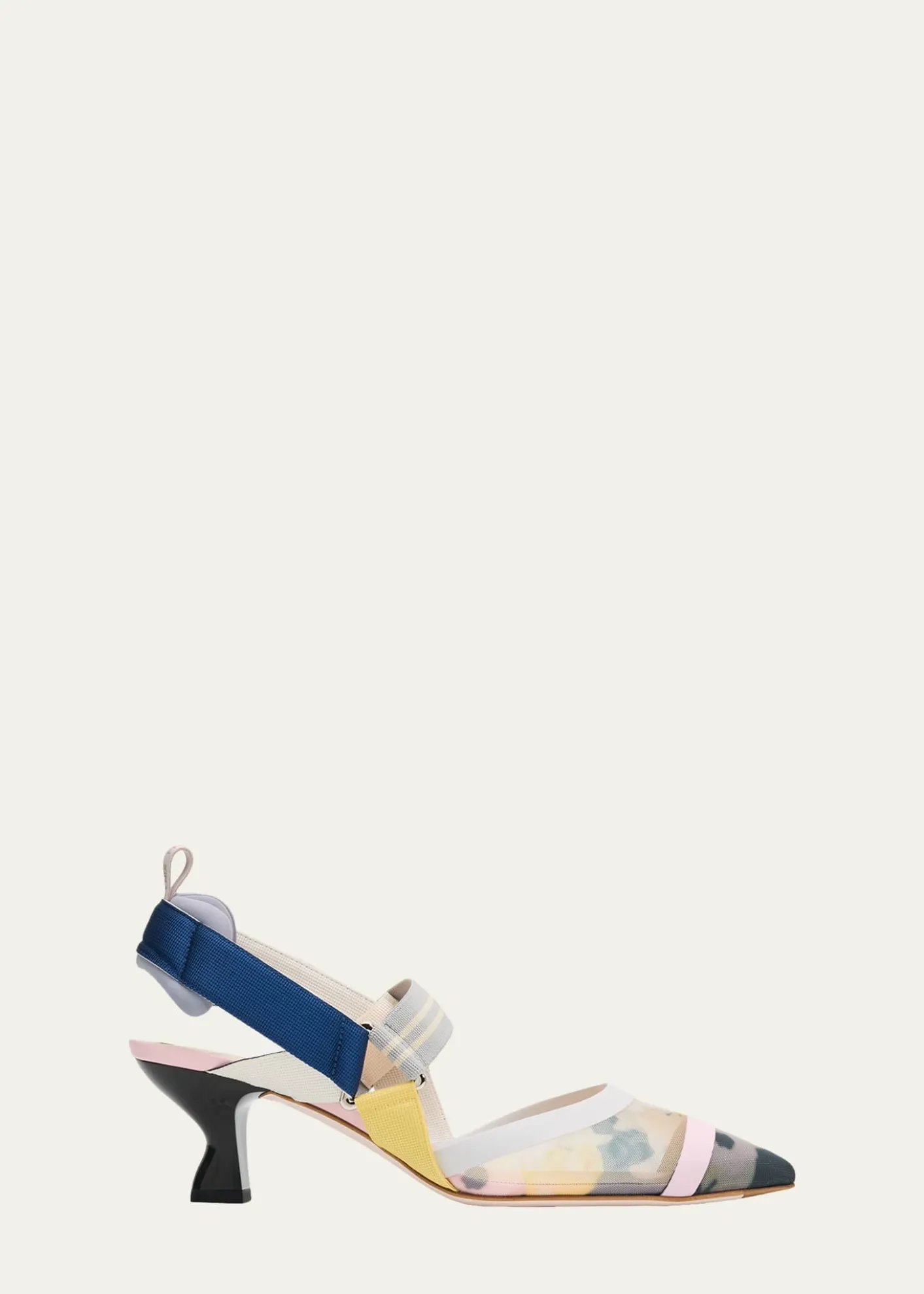 Fendi55mm Colibri Floral Mesh Slingback Pumps