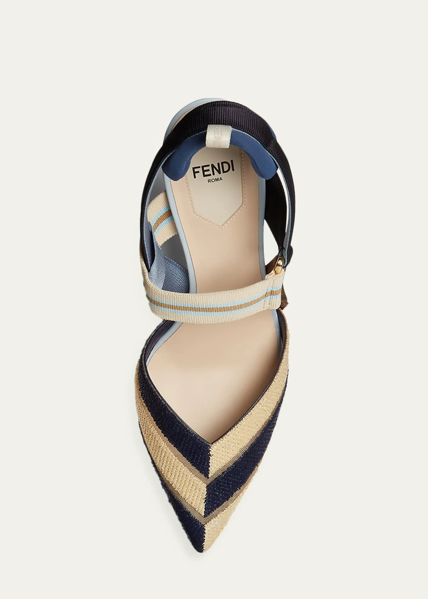 Fendi85mm Colibri Mixed-Media Raffia Slingback Pumps