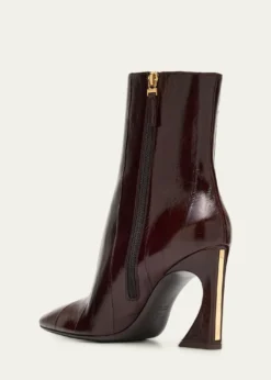 Fendi95mm Eel Leather Curved Heel Booties
