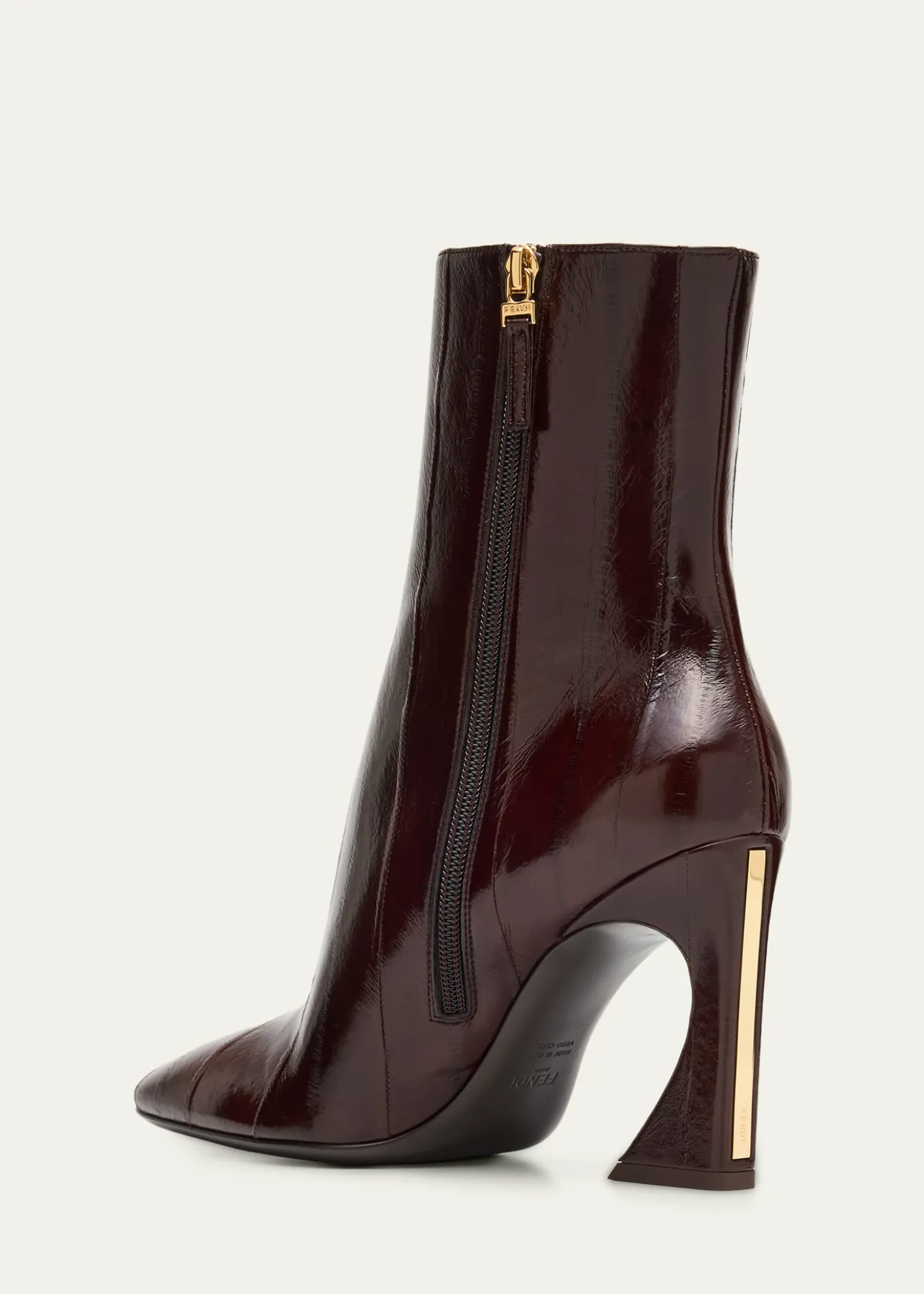 Fendi95mm Eel Leather Curved Heel Booties
