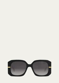 FendiOversized Logo Square Acetate & Metal Sunglasses