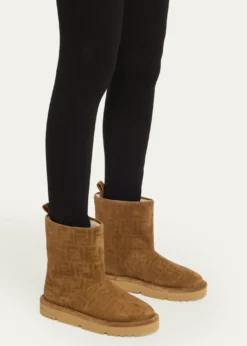 FendiShearling-Lined FF Embossed Leather Ski Boots