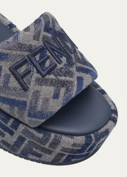 FendiSunshine FF Chenille Jacquard Platform Sandals