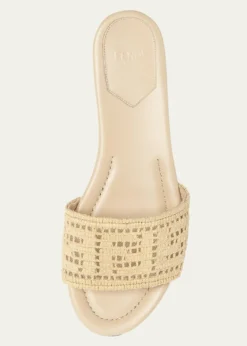 FendiSunshine FF Raffia Leather Slide Sandals