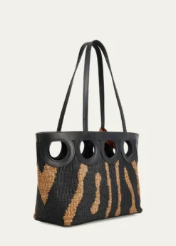 FerragamoGancini Outline Tote Bag in Raffia and Leather