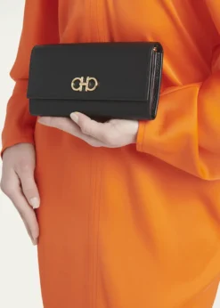 FerragamoGancino Flap Leather Wallet on Chain