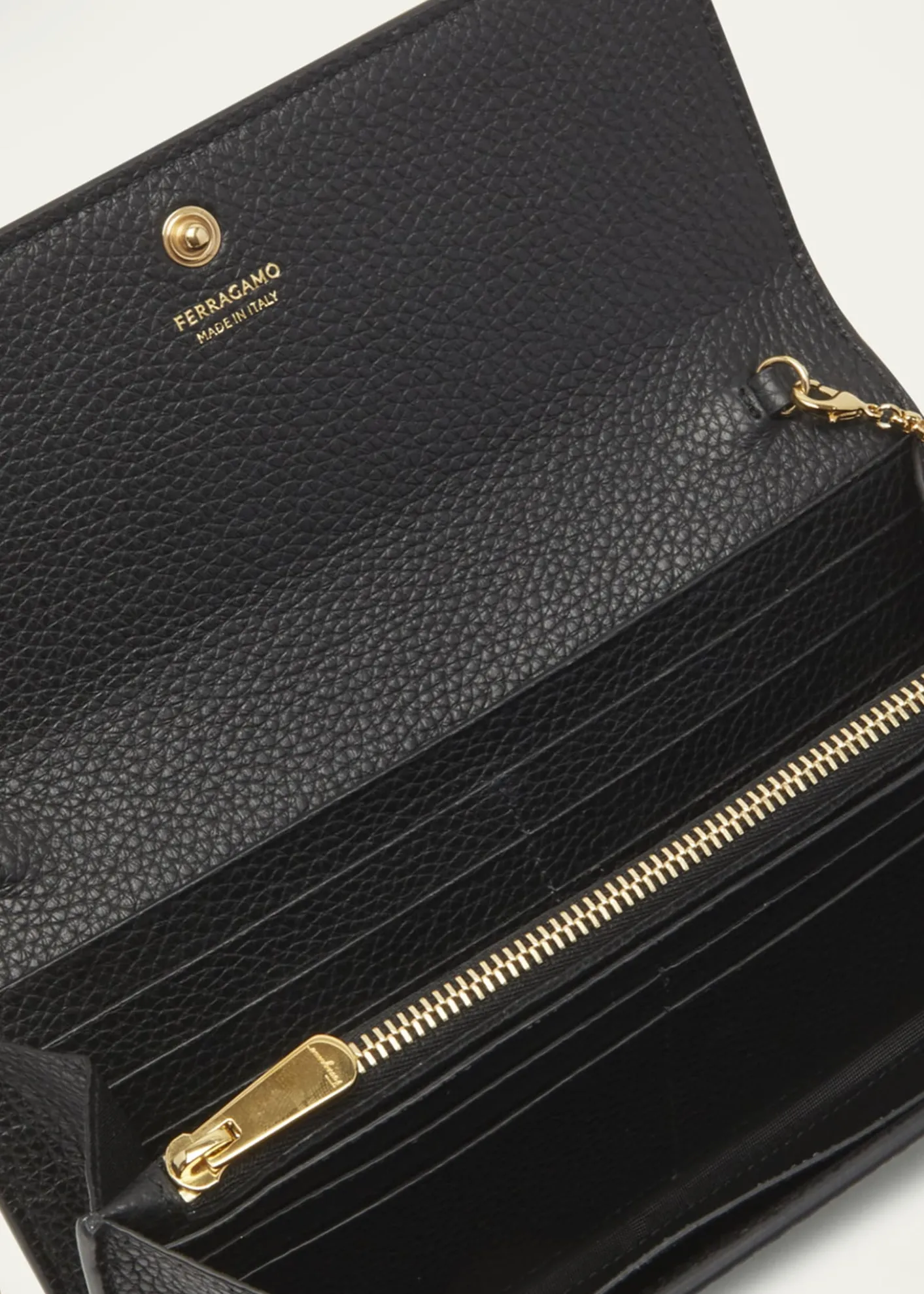 FerragamoGancino Flap Leather Wallet on Chain