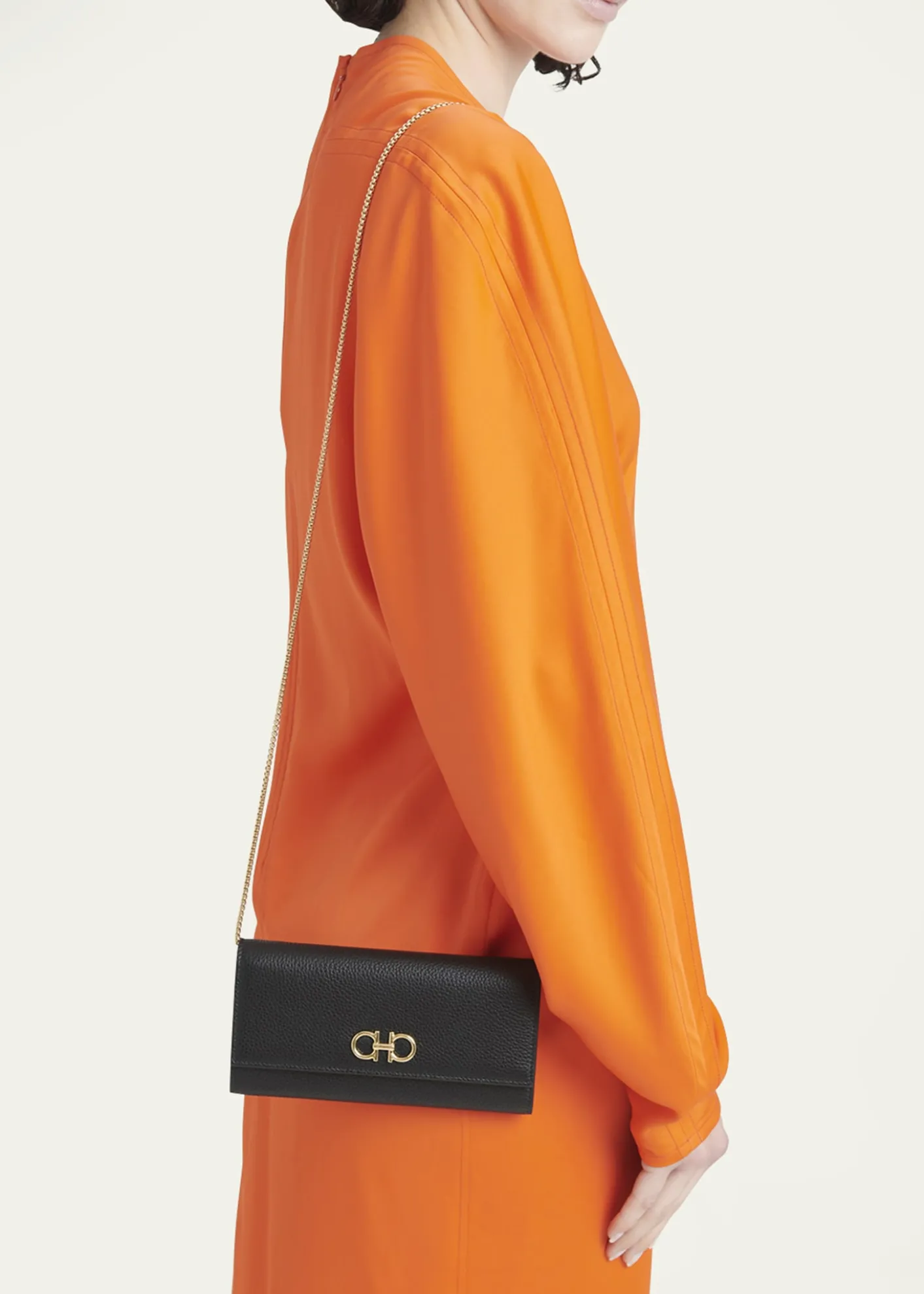 FerragamoGancino Flap Leather Wallet on Chain