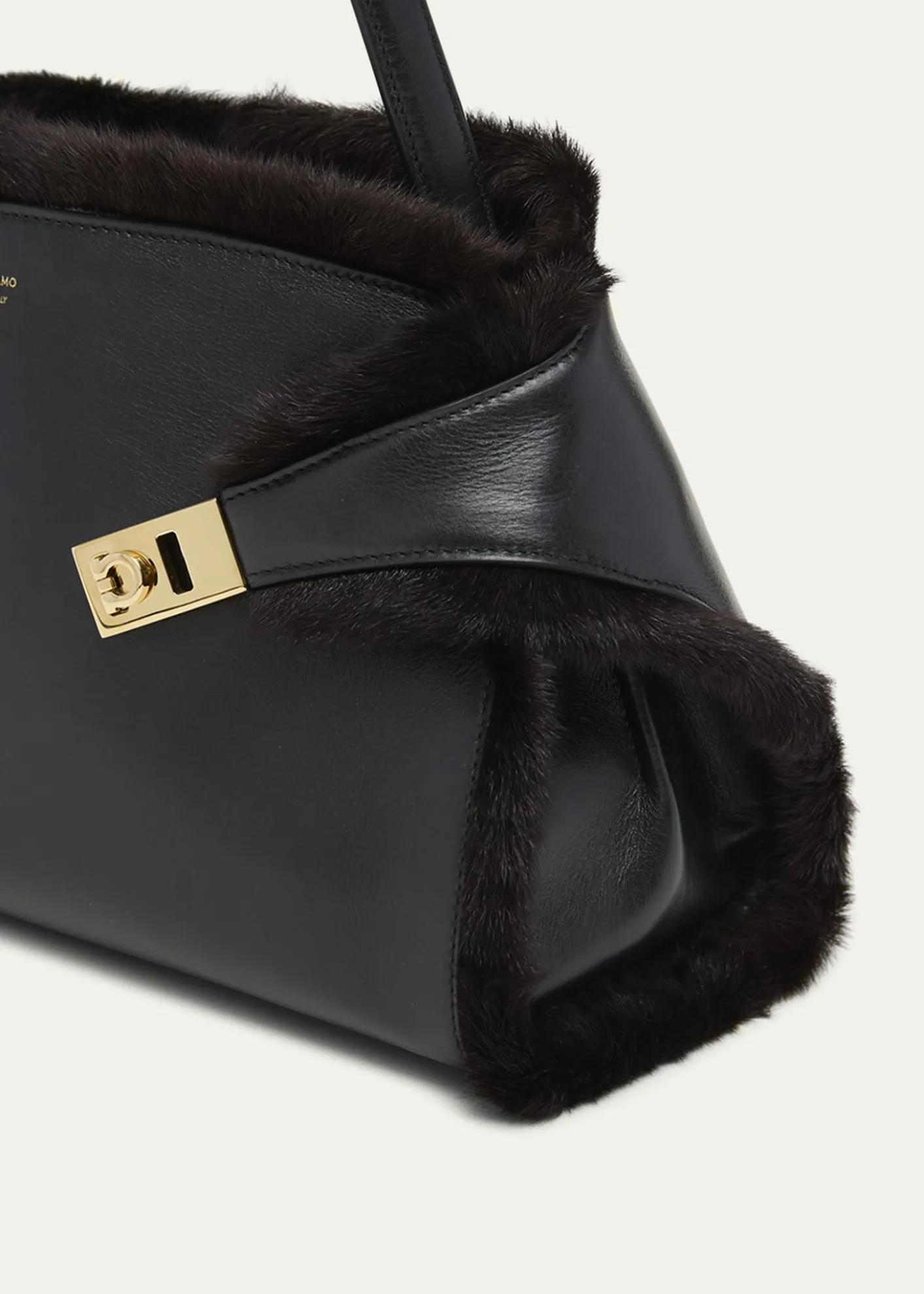 FerragamoHug Leather & Shearling Shoulder Bag