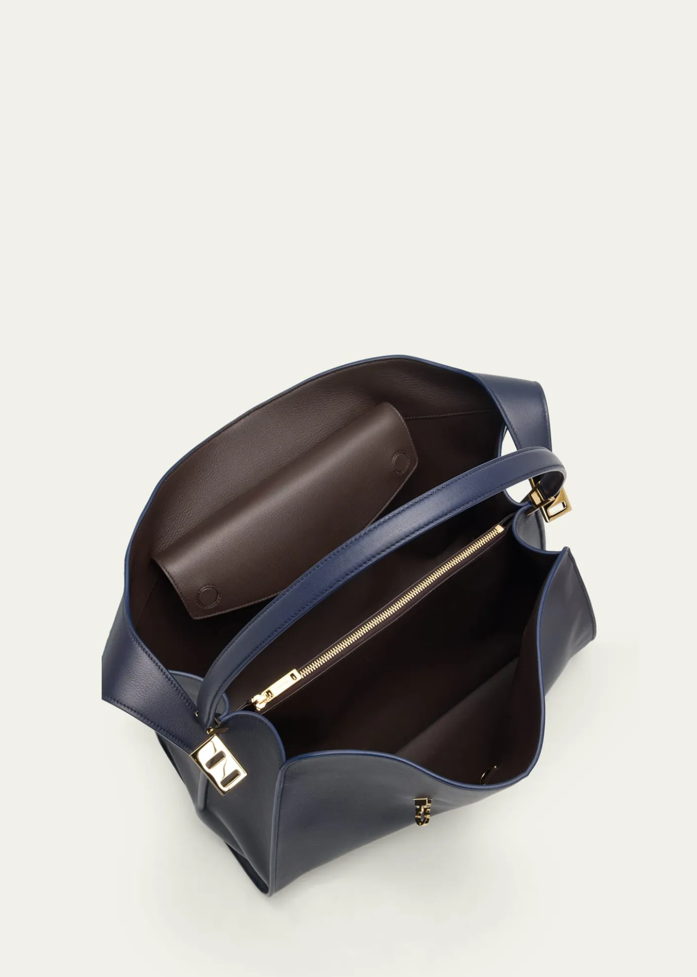 FerragamoHug Medium Soft Bicolor Leather Shoulder Bag