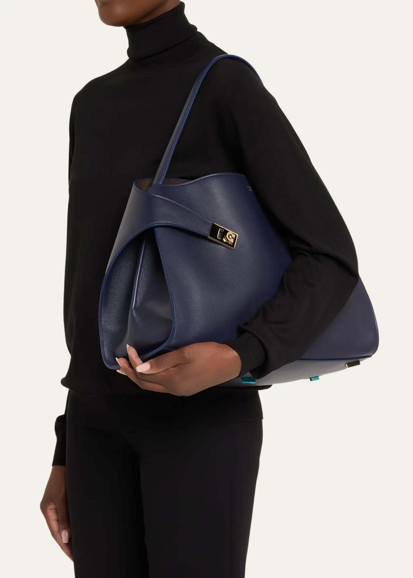 FerragamoHug Medium Soft Bicolor Leather Shoulder Bag