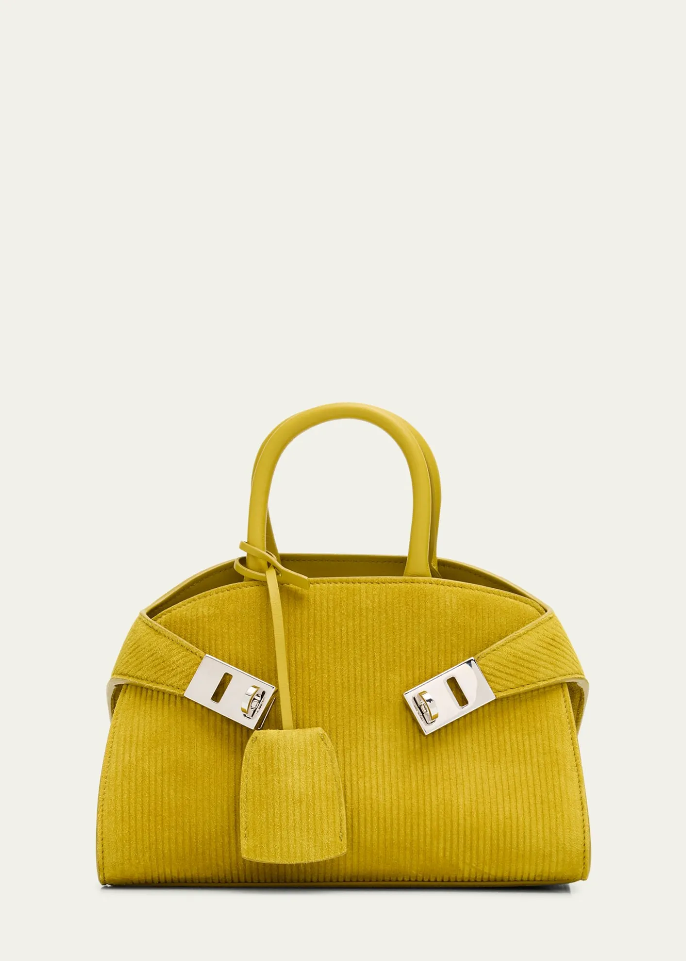 FerragamoHug Medium Suede Corduroy Top-Handle Bag