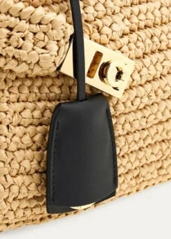 FerragamoHug Mini Crochet Raffia Top-Handle Bag