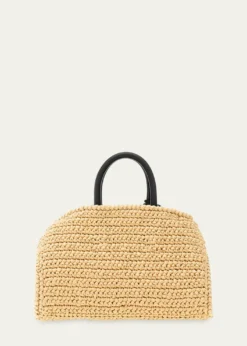 FerragamoHug Mini Crochet Raffia Top-Handle Bag
