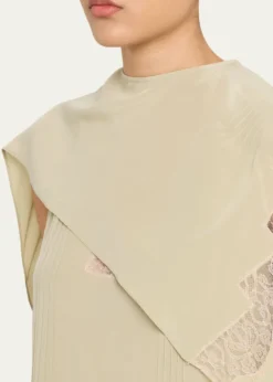 FerragamoLace-Inset Envers Silk Capelet Midi Dress