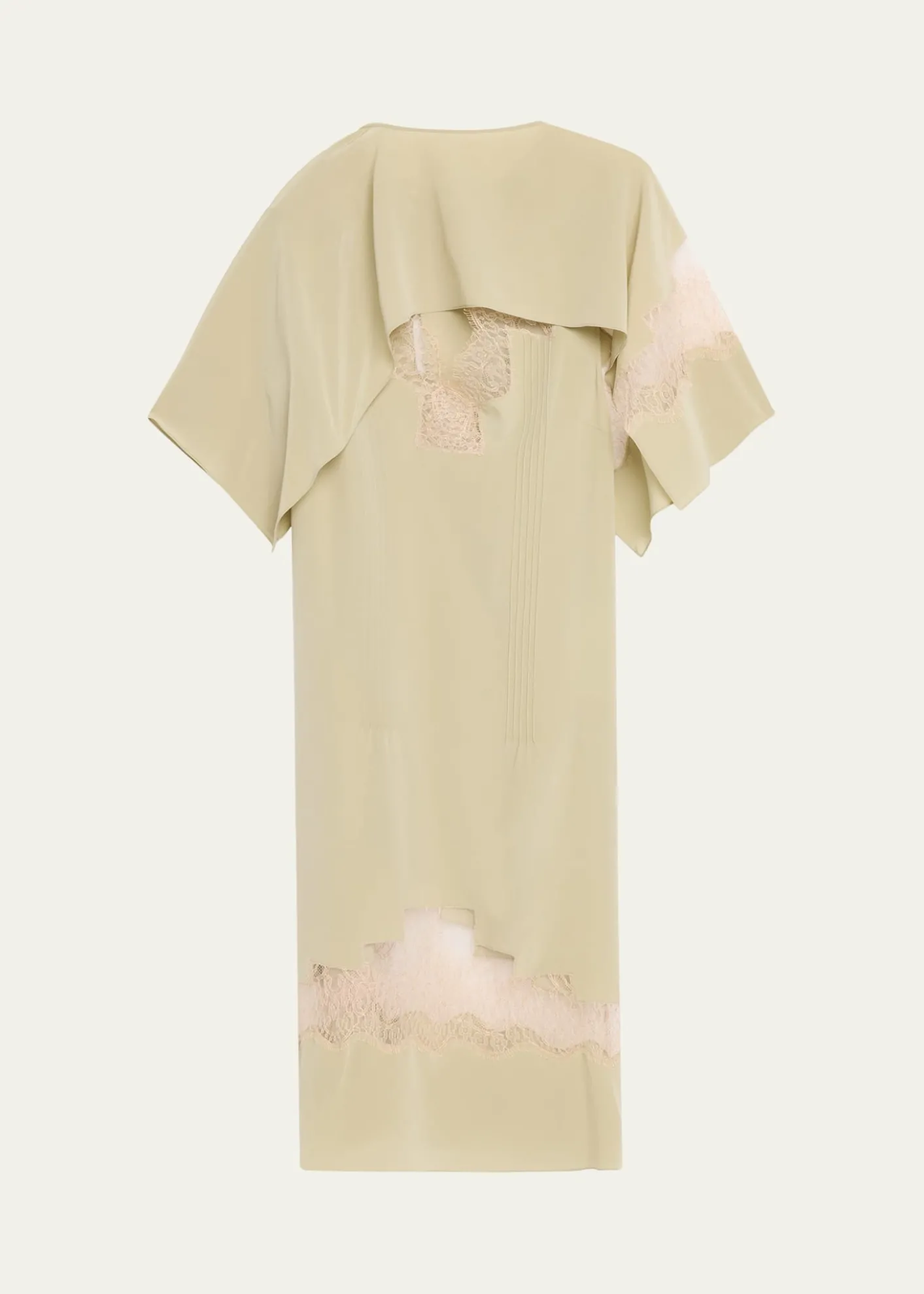 FerragamoLace-Inset Envers Silk Capelet Midi Dress
