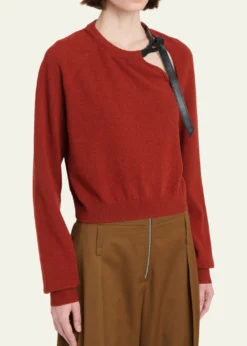 FerragamoLeather-Strap Cutout Cashmere Sweater