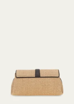 FerragamoLeather-Trim Raffia Crossbody Bag