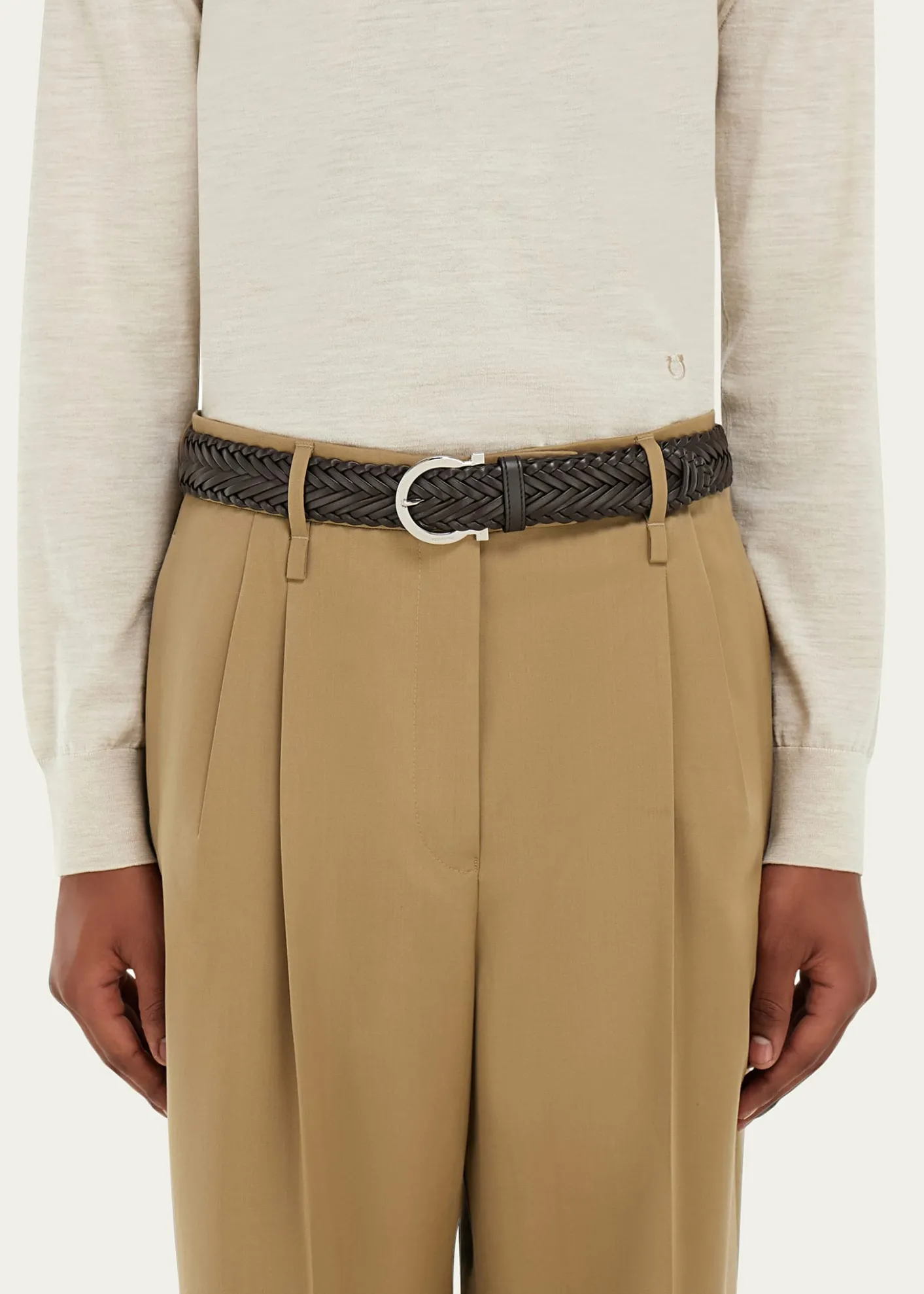 FerragamoMen's Gancini-Buckle Woven Leather Belt