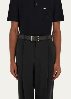 FerragamoMen's Reversible Hammered Calfskin Gancini-Loop Belt