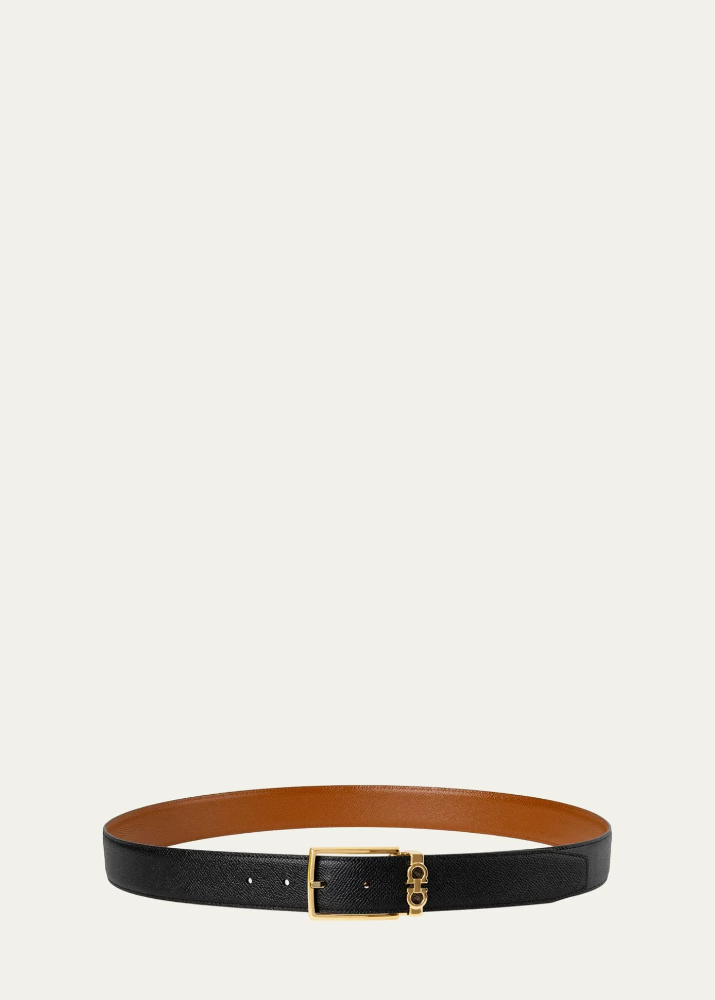 FerragamoMen's Reversible Hammered Calfskin Gancini-Loop Belt