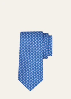 FerragamoMen's Sailboat-Print Silk and Wool Tie
