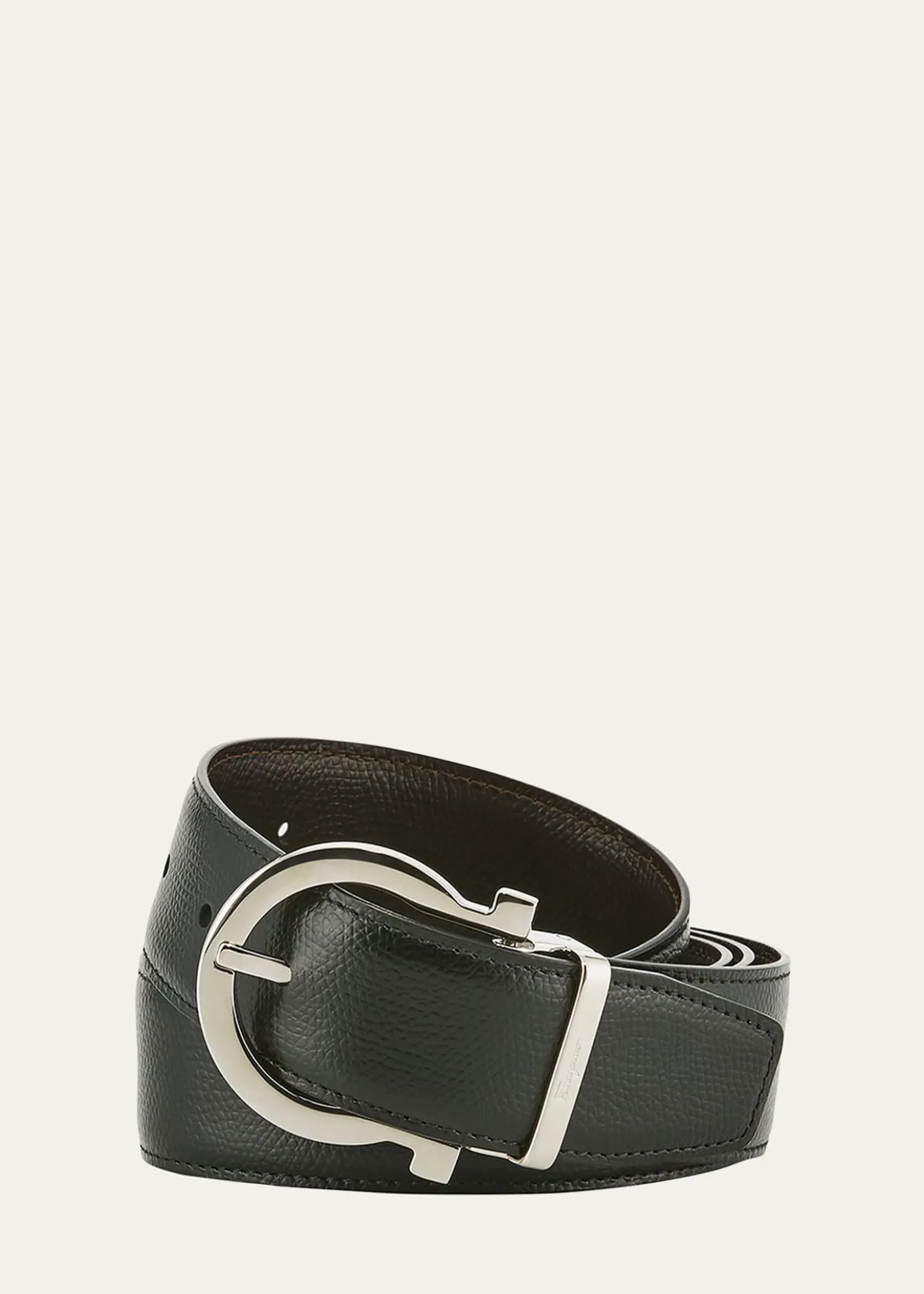 FerragamoMen's Stamped Leather Gancio Buckle Belt