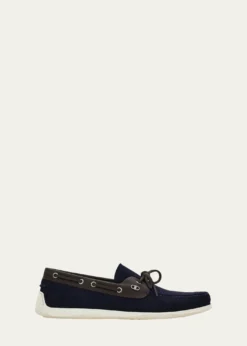 FerragamoMen's Bahia Suede Leather-Trim Boat Shoes