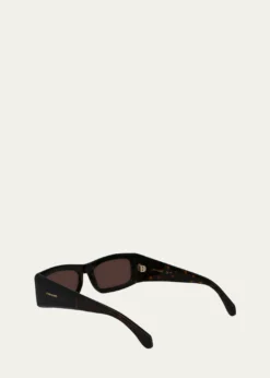 FerragamoMen's Classic Logo Acetate Rectangle Sunglasses, 57mm