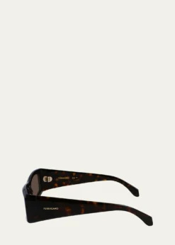 FerragamoMen's Classic Logo Acetate Rectangle Sunglasses, 57mm