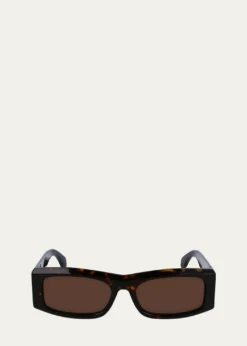 FerragamoMen's Classic Logo Acetate Rectangle Sunglasses, 57mm