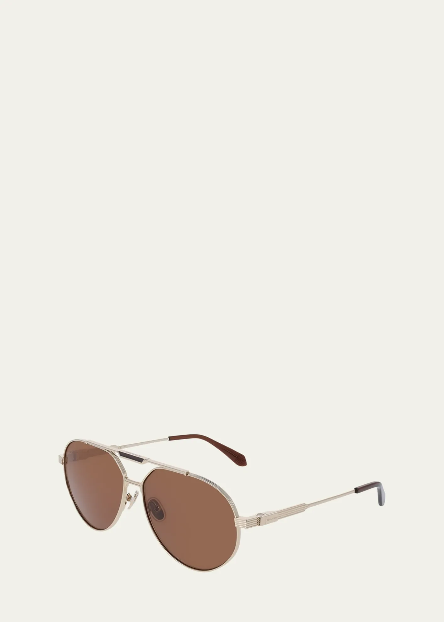 FerragamoMen's Gancino Titanium Aviator Sunglasses