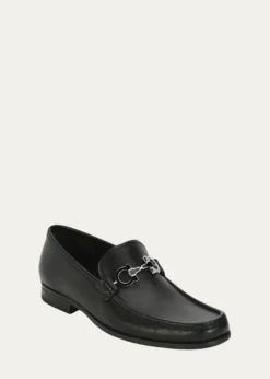FerragamoMen's Leather Loafer with Reversible Gancini Ornament