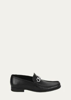 FerragamoMen's Leather Loafer with Reversible Gancini Ornament