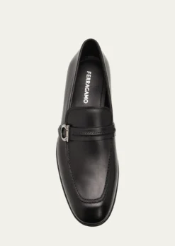 FerragamoMen's Terence Calfskin Gancini Saddle-Strap Loafers