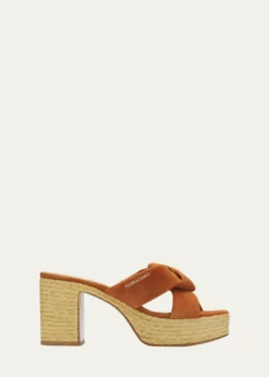 Ferragamo85mm Douglas Leather Espadrille Platform Sandals